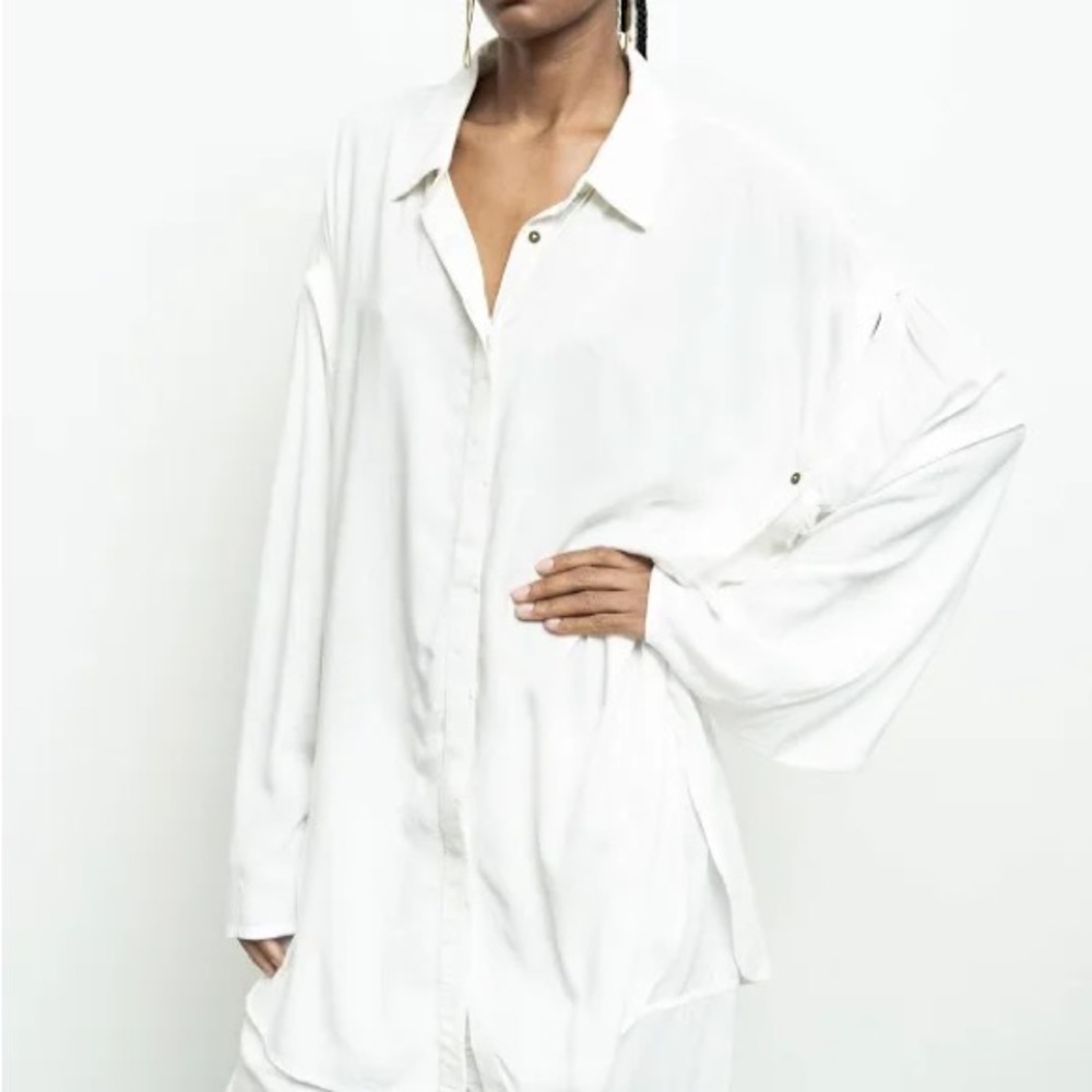 Nicholas K Killan Shirt Large Off-White NWT Ivory Convertible Button-Down